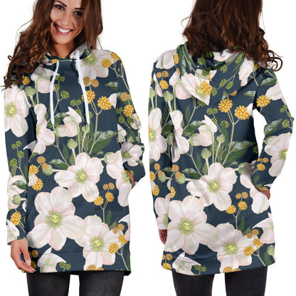 Anemone Pattern Print Design AM04 Women Hoodie Dress