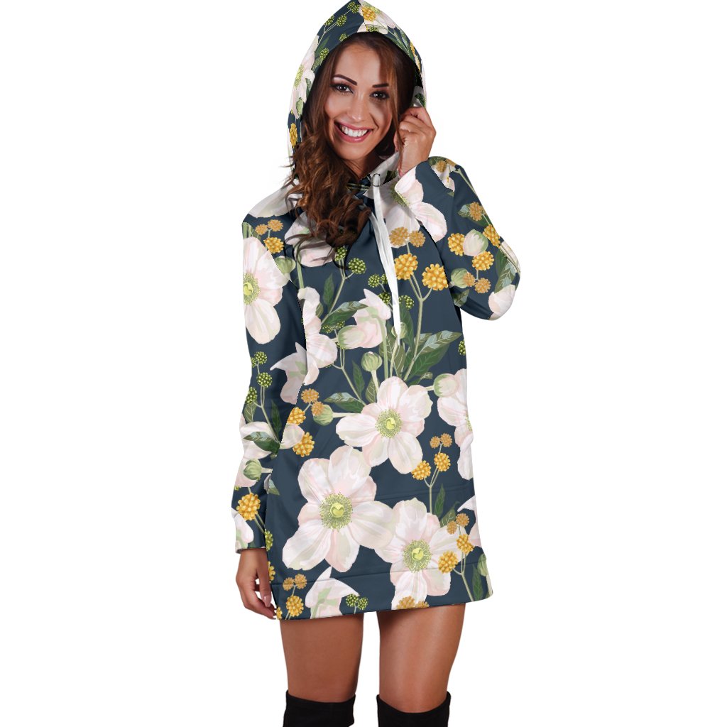 Anemone Pattern Print Design AM04 Women Hoodie Dress