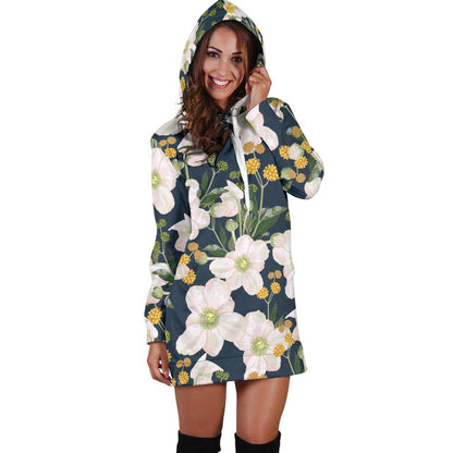Anemone Pattern Print Design AM04 Women Hoodie Dress