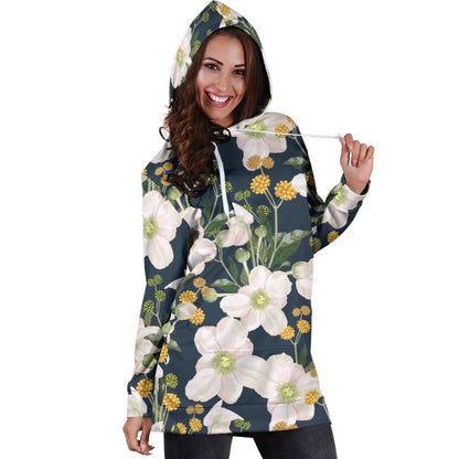 Anemone Pattern Print Design AM04 Women Hoodie Dress