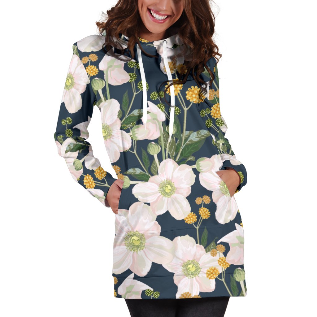 Anemone Pattern Print Design AM04 Women Hoodie Dress