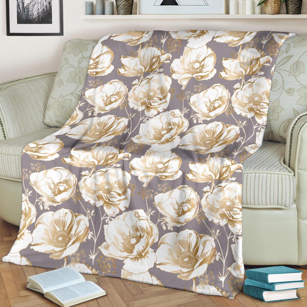 Anemone Pattern Print Design AM05 Fleece Blankete