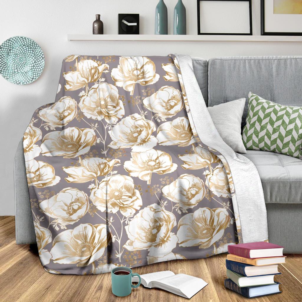 Anemone Pattern Print Design AM05 Fleece Blankete