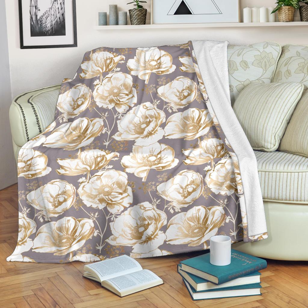 Anemone Pattern Print Design AM05 Fleece Blankete