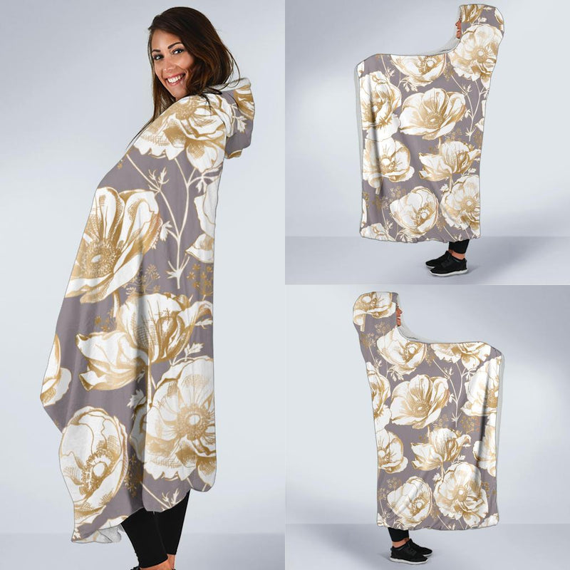 Anemone Pattern Print Design AM05 Hooded Blanket-JORJUNE.COM