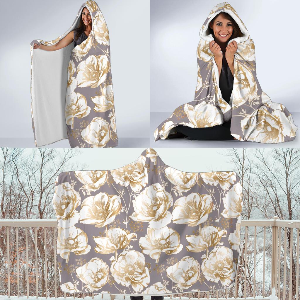 Anemone Pattern Print Design AM05 Hooded Blanket-JORJUNE.COM