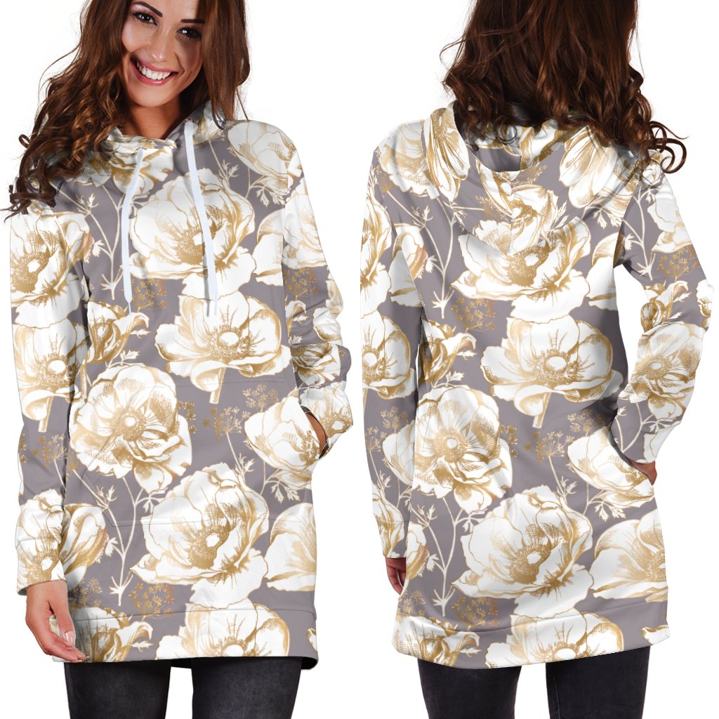 Anemone Pattern Print Design AM05 Women Hoodie Dress