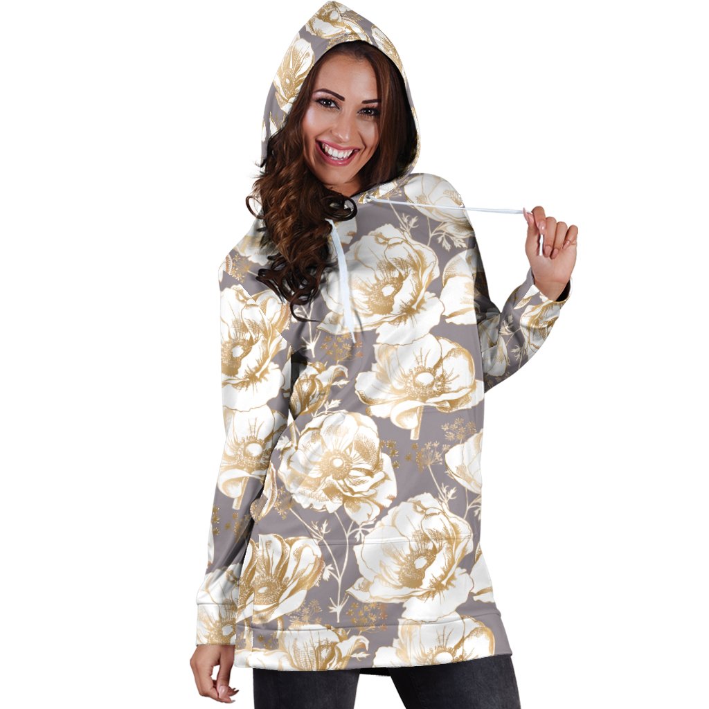 Anemone Pattern Print Design AM05 Women Hoodie Dress
