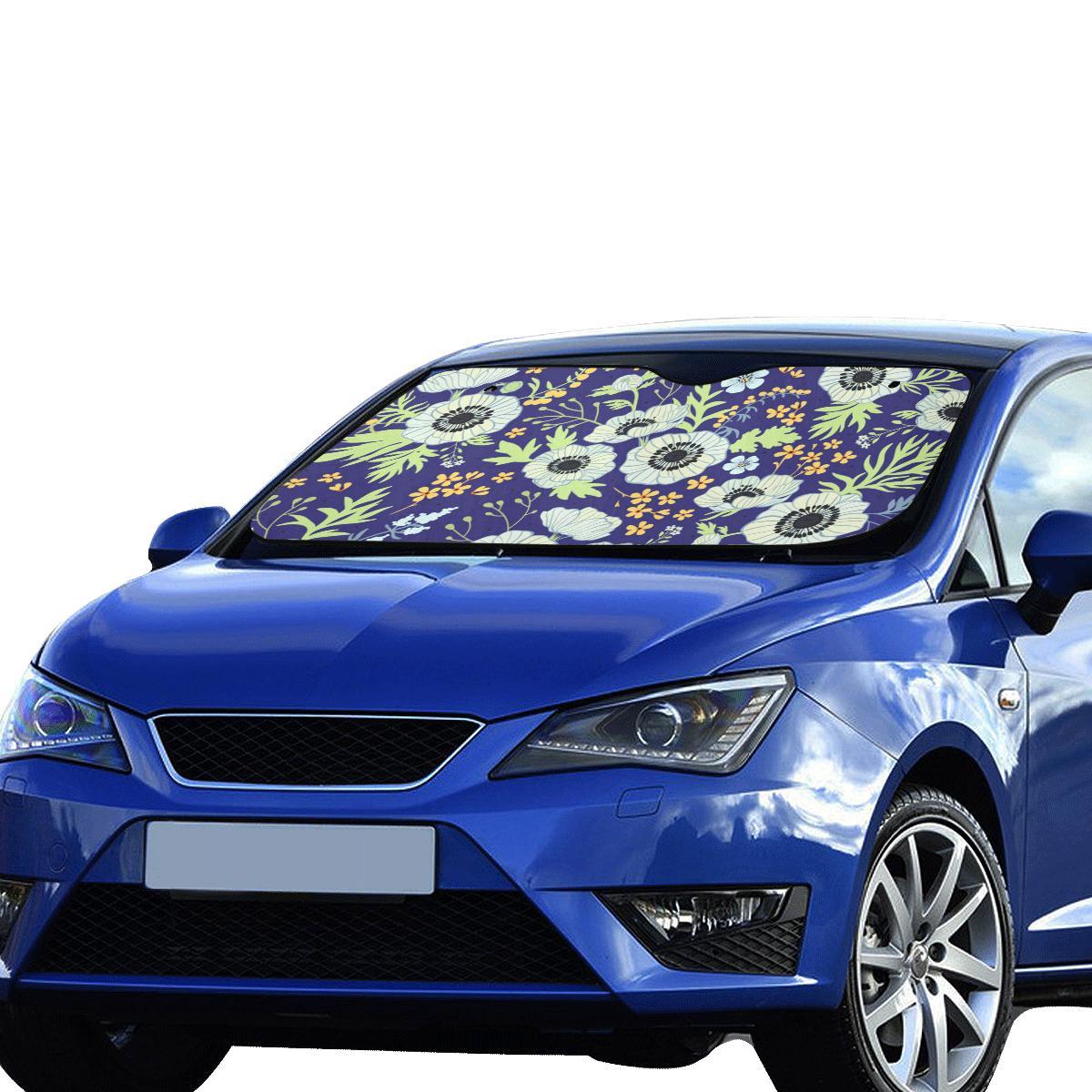 Anemone Pattern Print Design AM06 Car Sun Shade-JorJune