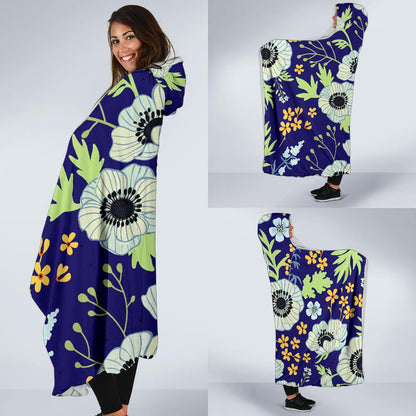 Anemone Pattern Print Design AM06 Hooded Blanket-JORJUNE.COM