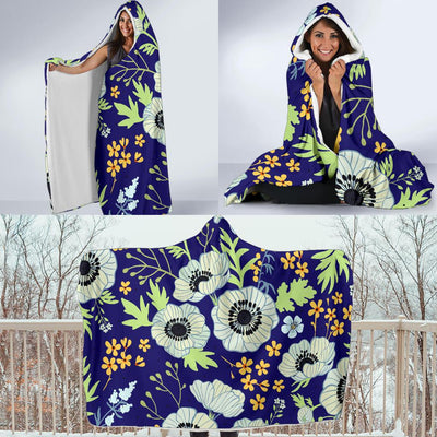 Anemone Pattern Print Design AM06 Hooded Blanket-JORJUNE.COM