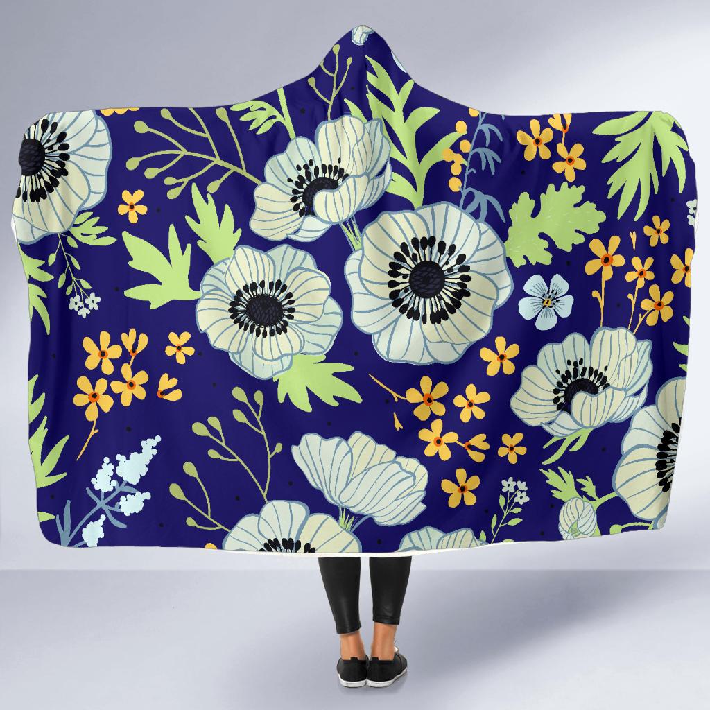 Anemone Pattern Print Design AM06 Hooded Blanket-JORJUNE.COM