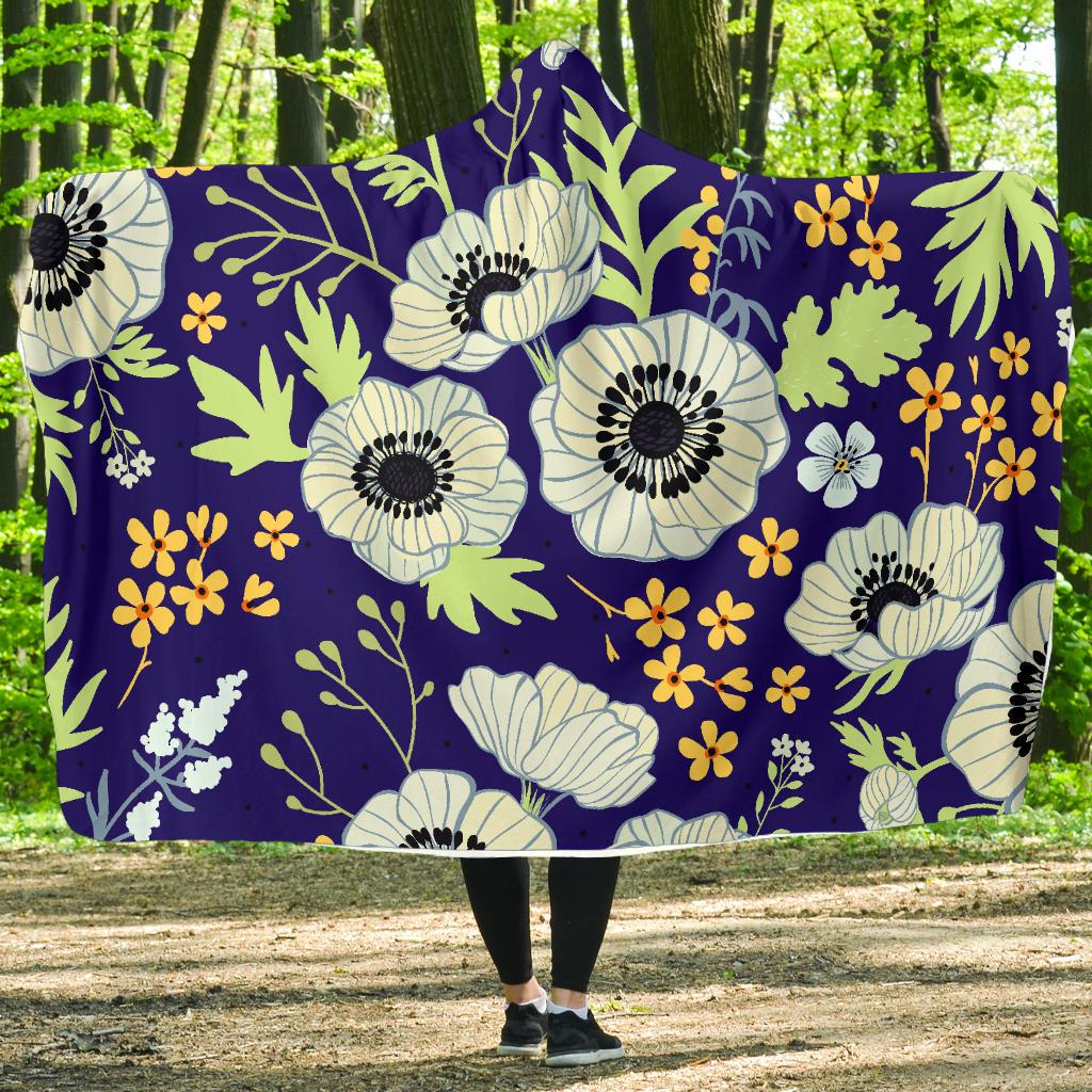 Anemone Pattern Print Design AM06 Hooded Blanket-JORJUNE.COM