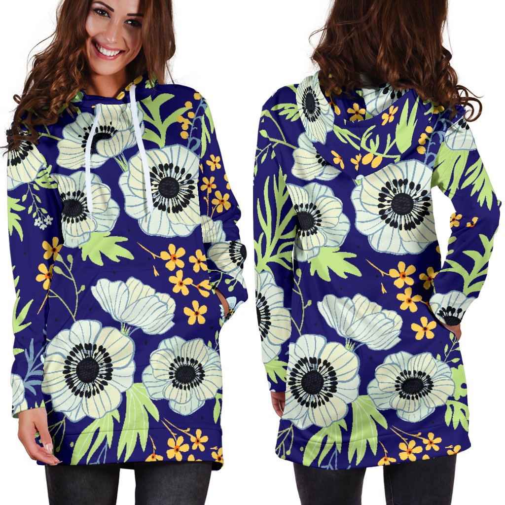 Anemone Pattern Print Design AM06 Women Hoodie Dress