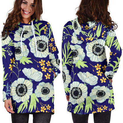 Anemone Pattern Print Design AM06 Women Hoodie Dress