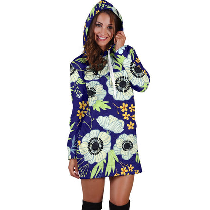 Anemone Pattern Print Design AM06 Women Hoodie Dress