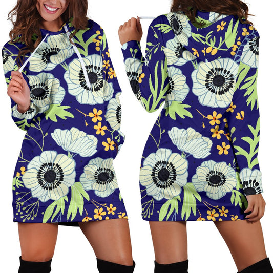 Anemone Pattern Print Design AM06 Women Hoodie Dress
