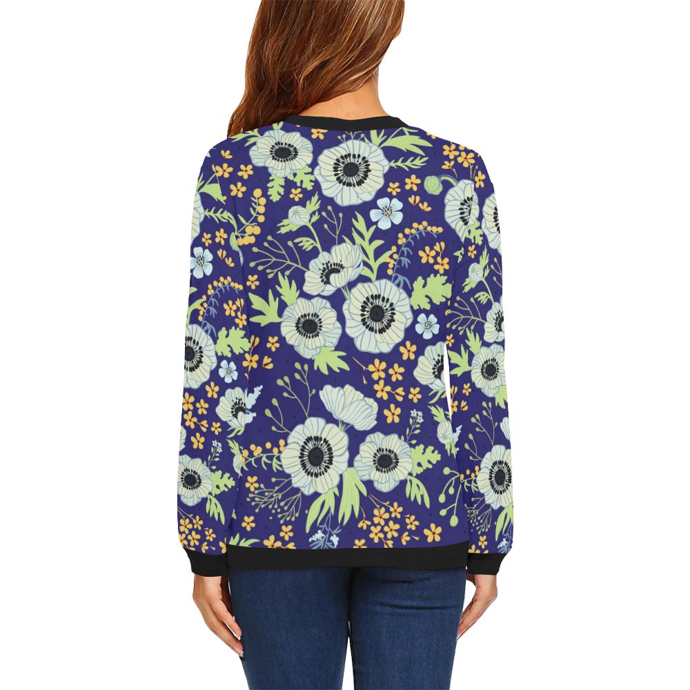 Anemone Pattern Print Design AM06 Women Long Sleeve Sweatshirt-JorJune