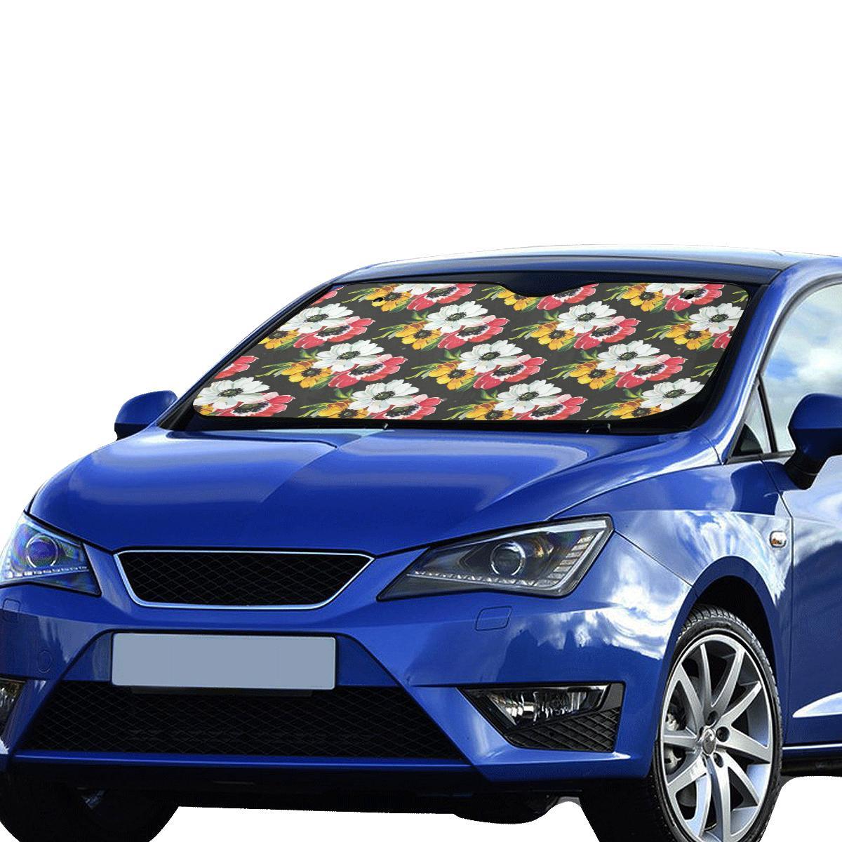 Anemone Pattern Print Design AM07 Car Sun Shade-JorJune