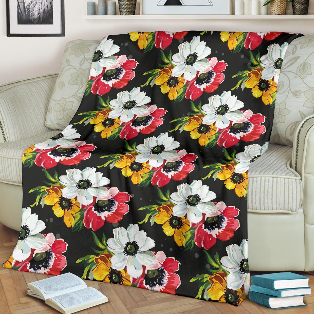 Anemone Pattern Print Design AM07 Fleece Blankete