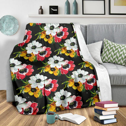 Anemone Pattern Print Design AM07 Fleece Blankete