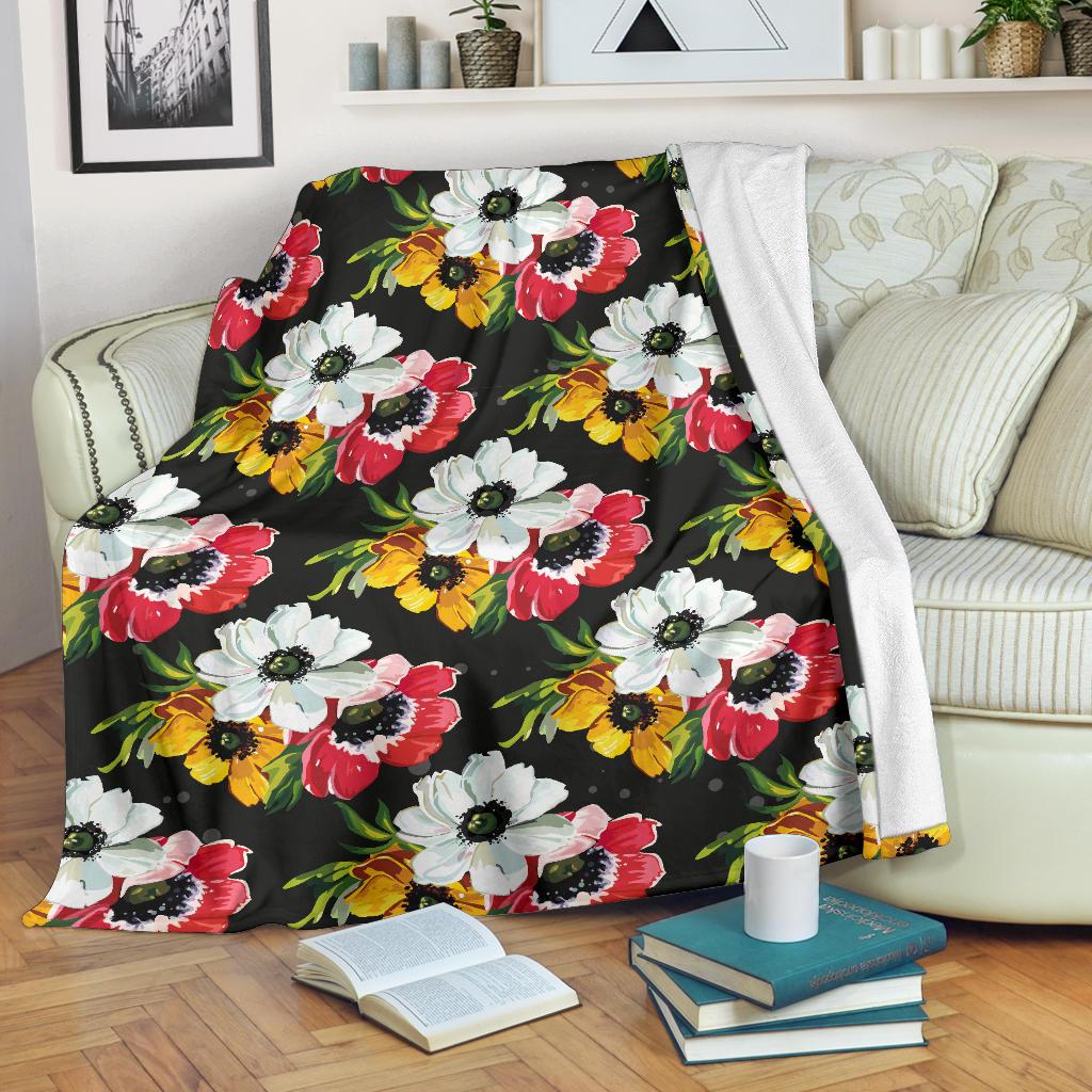 Anemone Pattern Print Design AM07 Fleece Blankete