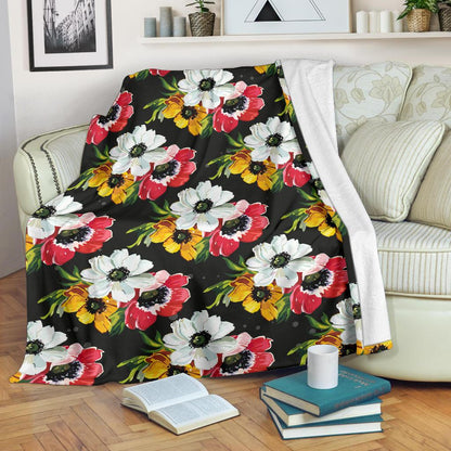 Anemone Pattern Print Design AM07 Fleece Blankete