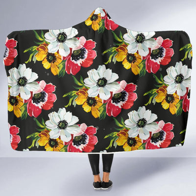 Anemone Pattern Print Design AM07 Hooded Blanket-JORJUNE.COM