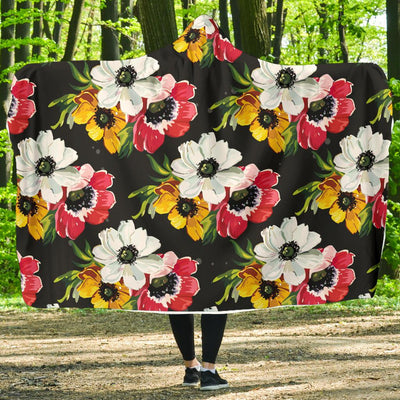 Anemone Pattern Print Design AM07 Hooded Blanket-JORJUNE.COM