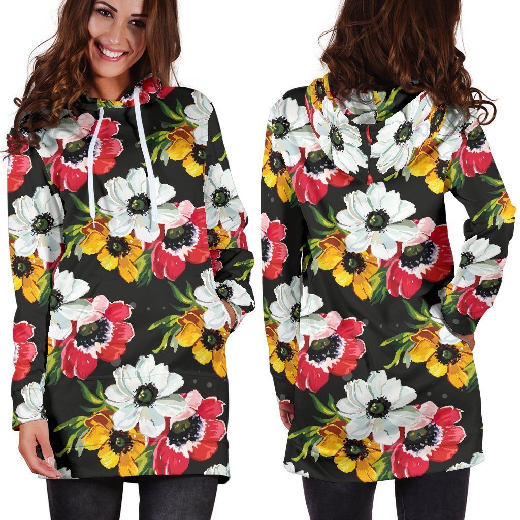 Anemone Pattern Print Design AM07 Women Hoodie Dress
