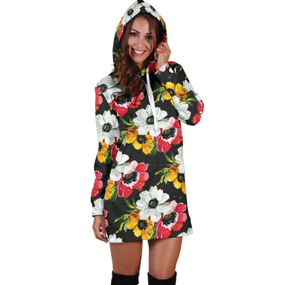 Anemone Pattern Print Design AM07 Women Hoodie Dress
