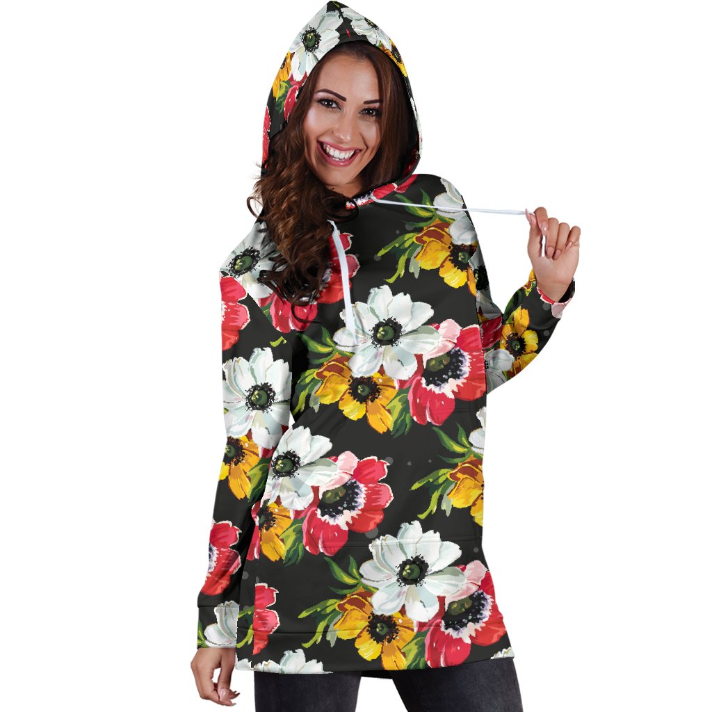 Anemone Pattern Print Design AM07 Women Hoodie Dress