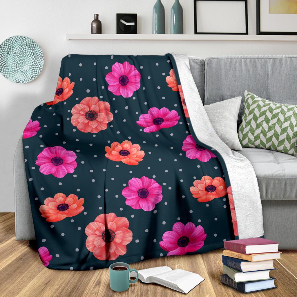 Anemone Pattern Print Design AM08 Fleece Blankete