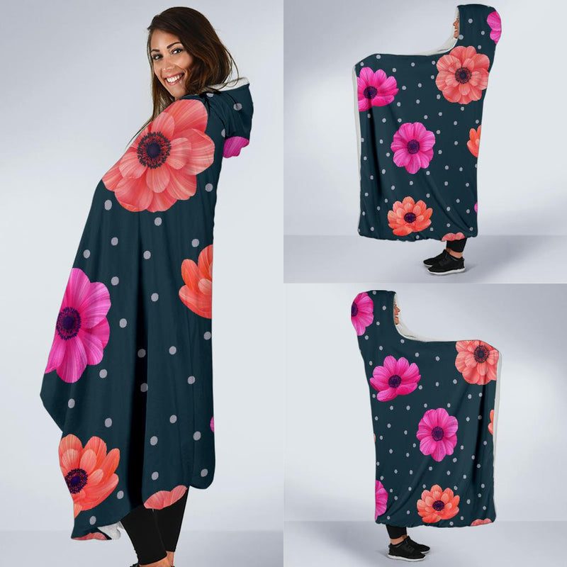 Anemone Pattern Print Design AM08 Hooded Blanket-JORJUNE.COM