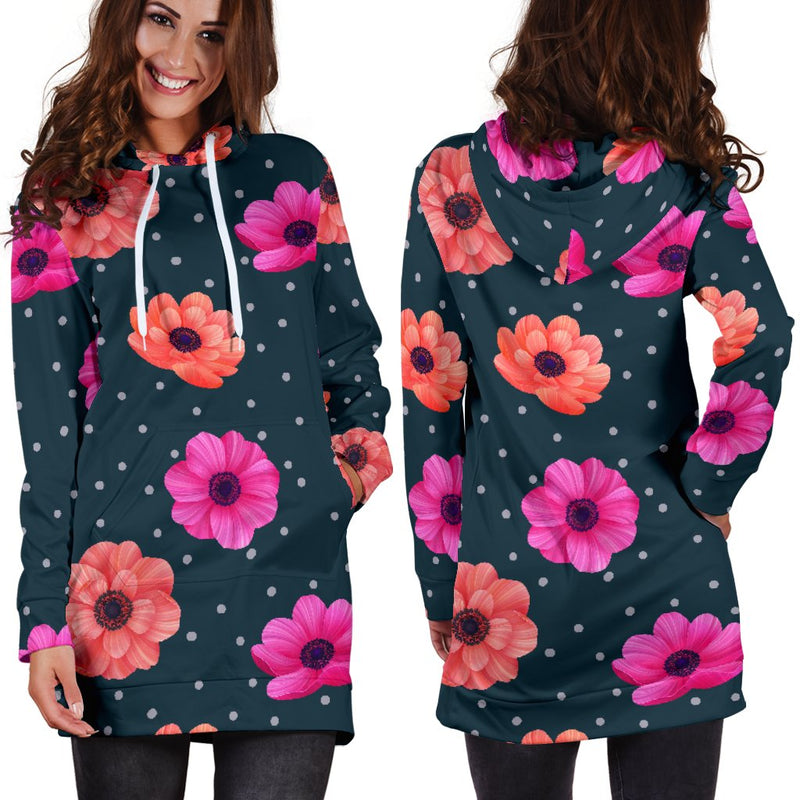 Anemone Pattern Print Design AM08 Women Hoodie Dress