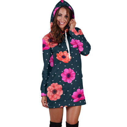 Anemone Pattern Print Design AM08 Women Hoodie Dress