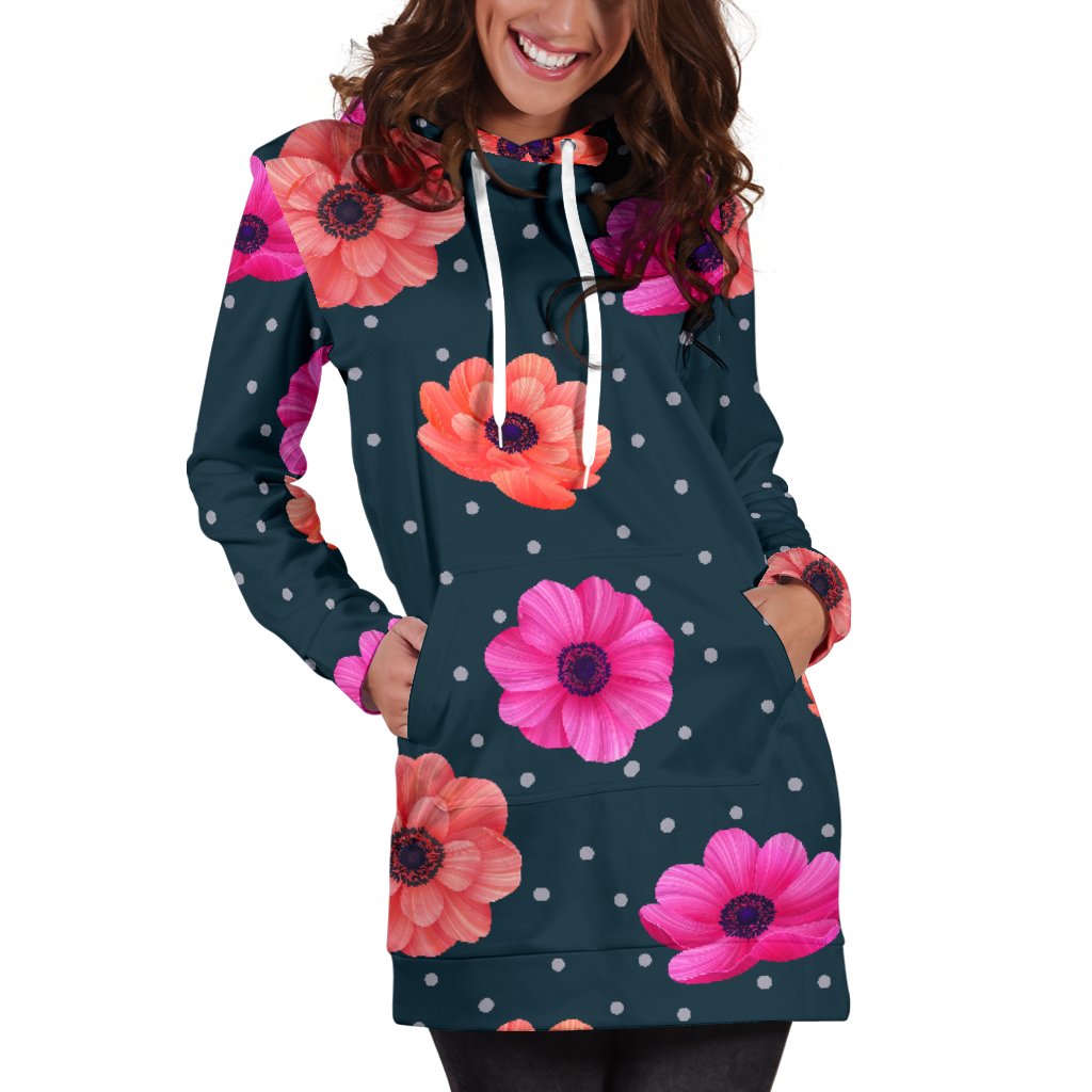 Anemone Pattern Print Design AM08 Women Hoodie Dress