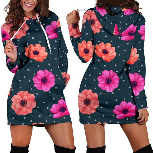 Anemone Pattern Print Design AM08 Women Hoodie Dress