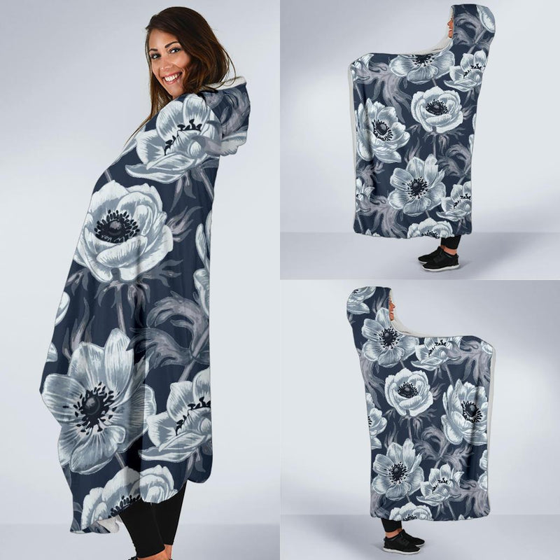 Anemone Pattern Print Design AM09 Hooded Blanket-JORJUNE.COM
