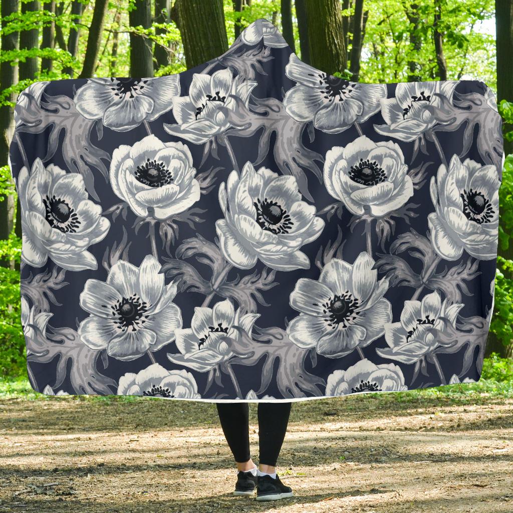 Anemone Pattern Print Design AM09 Hooded Blanket-JORJUNE.COM