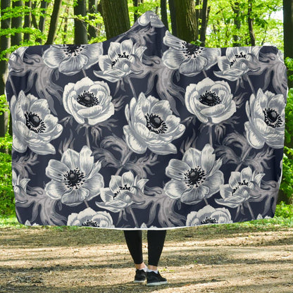 Anemone Pattern Print Design AM09 Hooded Blanket-JORJUNE.COM