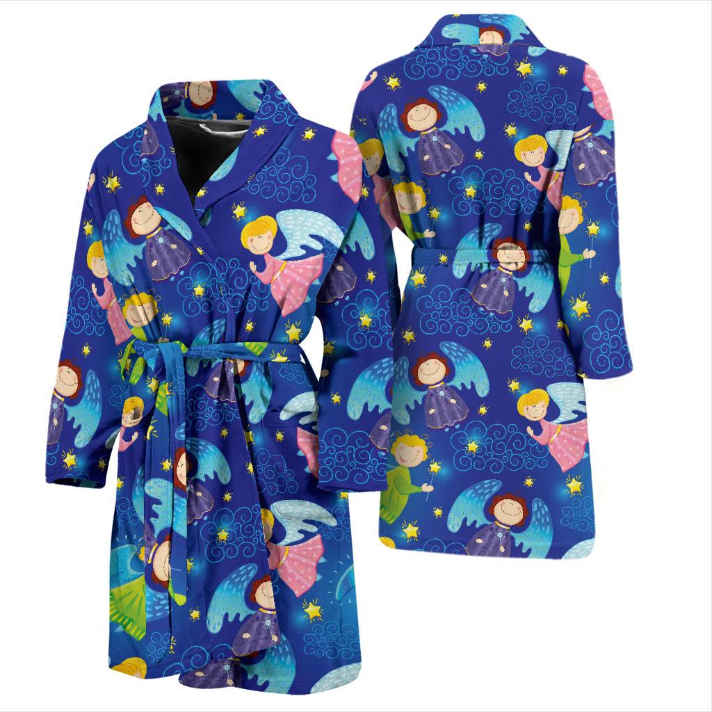 Angel Little Pattern Print Design 02 Men Bathrobe-JORJUNE.COM