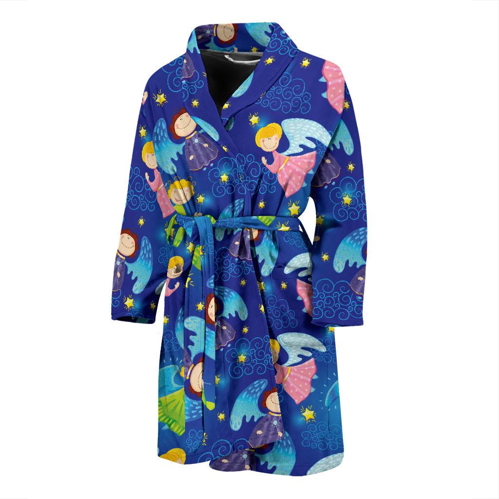 Angel Little Pattern Print Design 02 Men Bathrobe-JORJUNE.COM