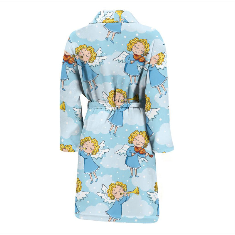 Angel Musician Pattern Print Design 09 Men Bathrobe-JORJUNE.COM