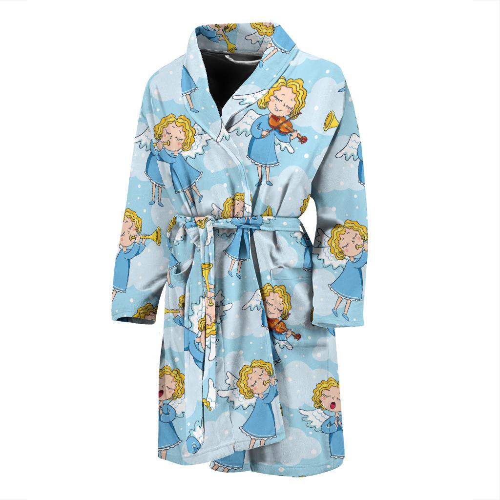 Angel Musician Pattern Print Design 09 Men Bathrobe-JORJUNE.COM