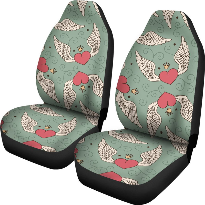 Angel Wings Heart Design Themed Print Universal Fit Car Seat Covers