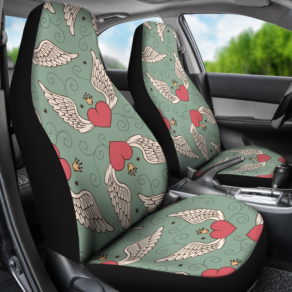 Angel Wings Heart Design Themed Print Universal Fit Car Seat Covers