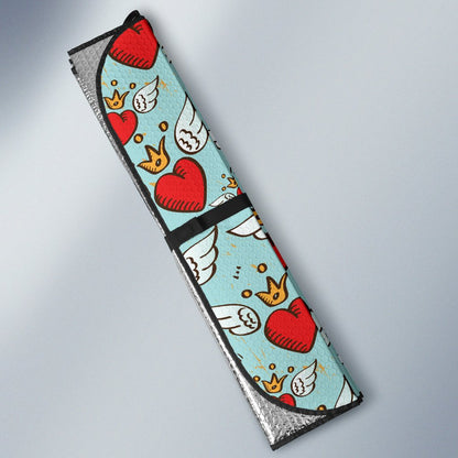 Angel Wings Heart Pattern Print Design 02 Car Sun Shade-JORJUNE.COM