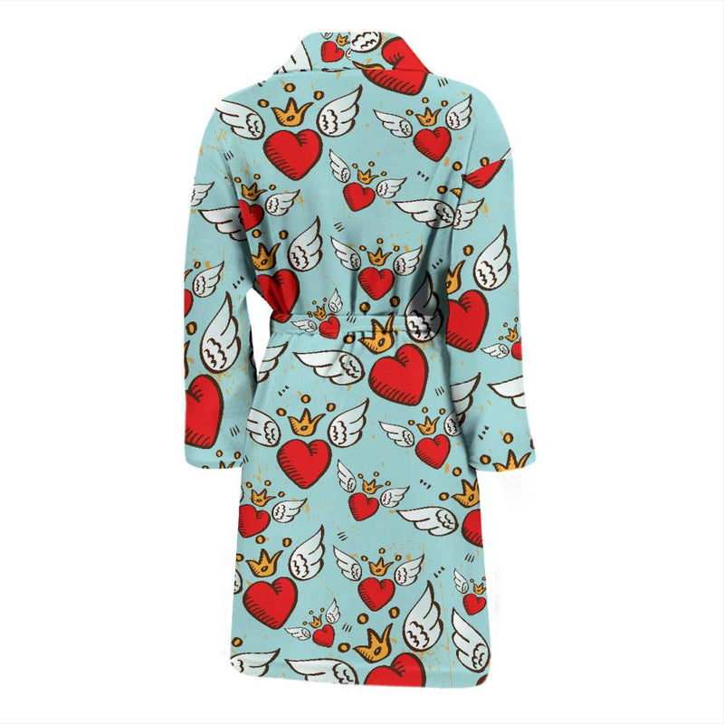 Angel Wings Heart Pattern Print Design 02 Men Bathrobe-JORJUNE.COM