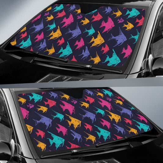 Angelfish Colorful Pattern Print Design 03 Car Sun Shade-JORJUNE.COM